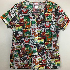 Rudolph The Red Nose Reindeer Holiday Christmas Festive‎ Scrubs Size Medium